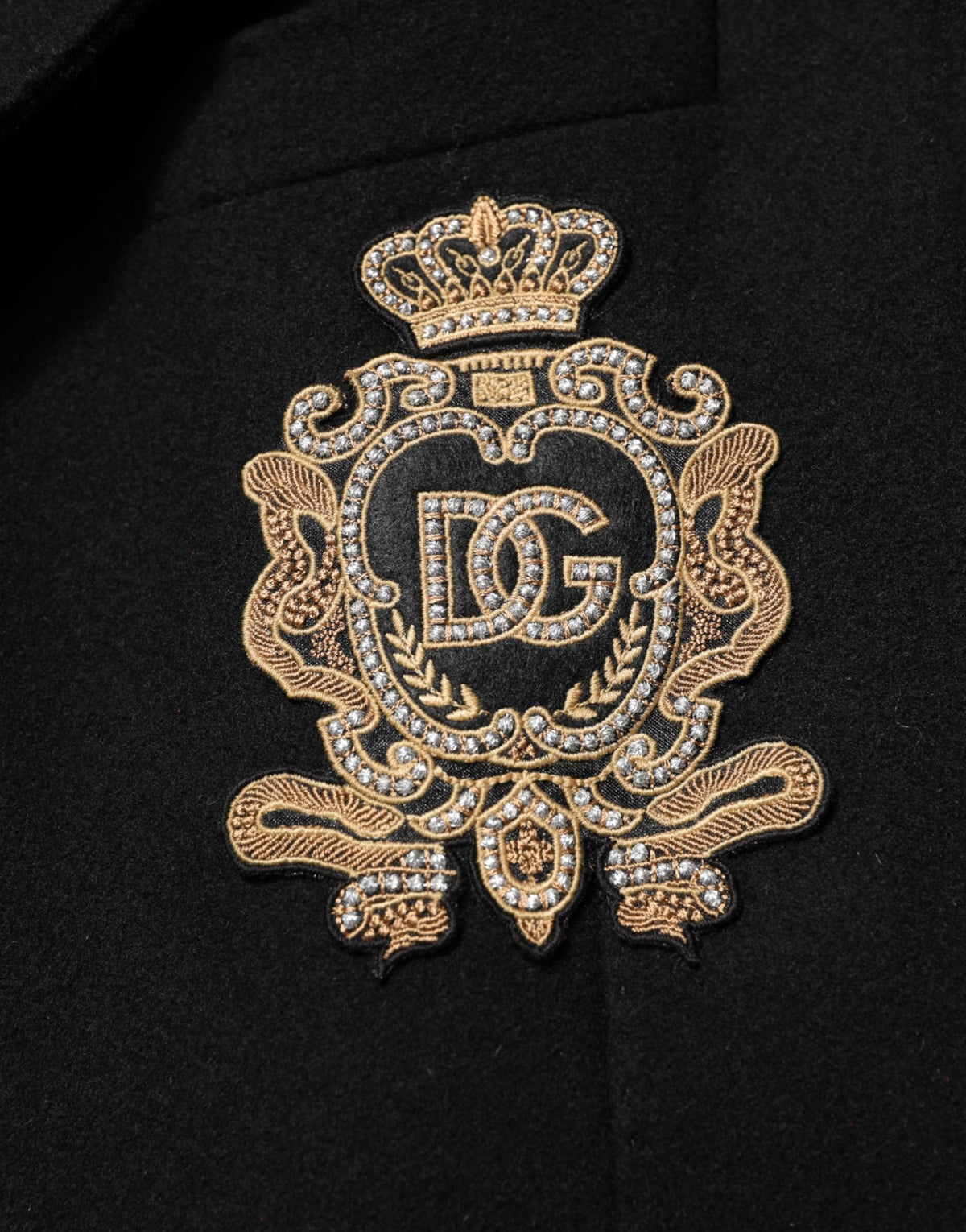 Dolce & Gabbana Black Heraldic Patch Single Breasted Jacket - Eljoys Fashion 