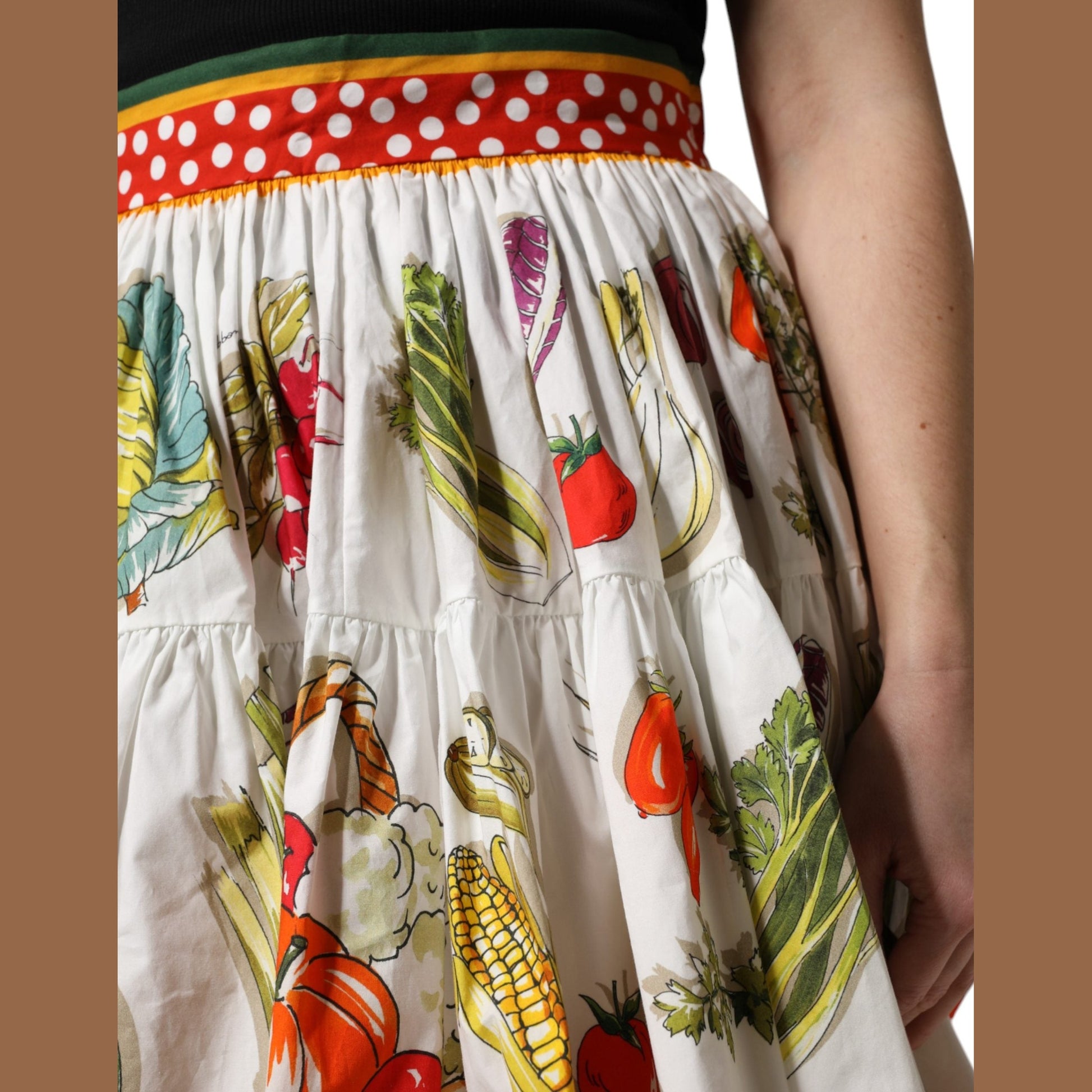 Dolce & Gabbana Multicolor Vegetable Print Short Poplin Mini Skirt