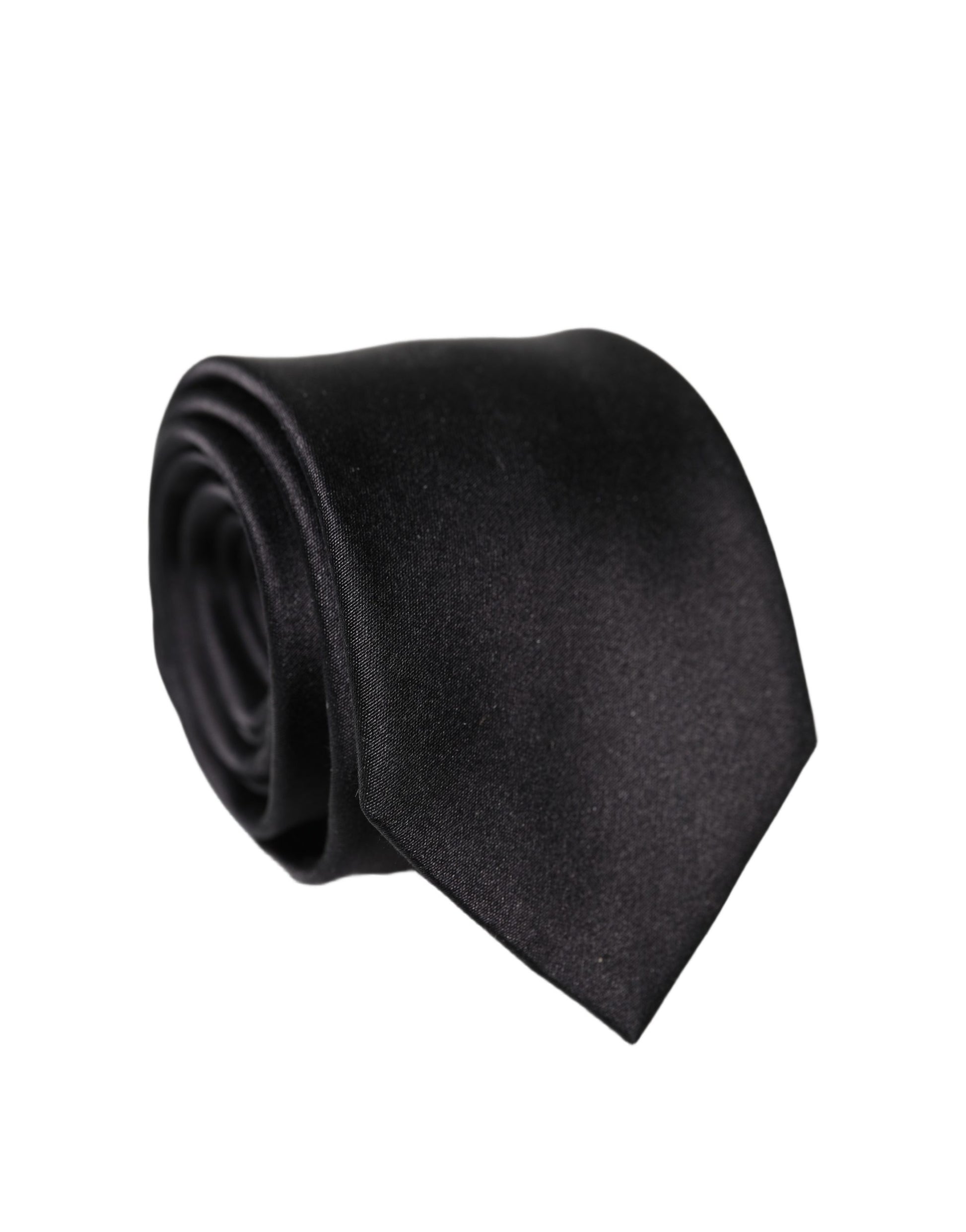 Dolce & Gabbana Black Solid Silk Satin Wide Adjustable Men Necktie Tie Dolce & Gabbana
