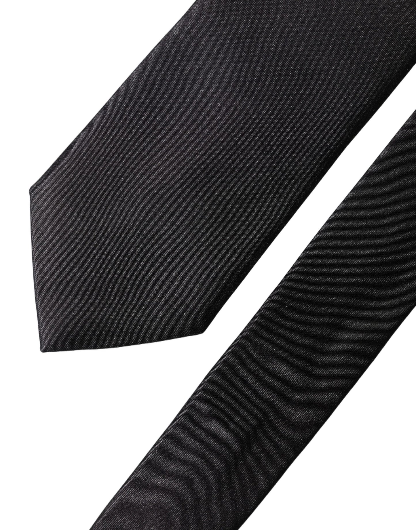 Dolce & Gabbana Black Solid Silk Satin Wide Adjustable Men Necktie Tie Dolce & Gabbana