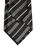 Dolce & Gabbana Dark Gray White Stripes Silk Adjustable Women Necktie Tie