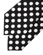 Dolce & Gabbana Dark Gray White Polka Dot Silk Adjustable Women Necktie Tie