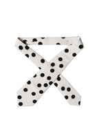 Dolce & Gabbana White Black Polka Dot Silk Adjustable Women Necktie Tie