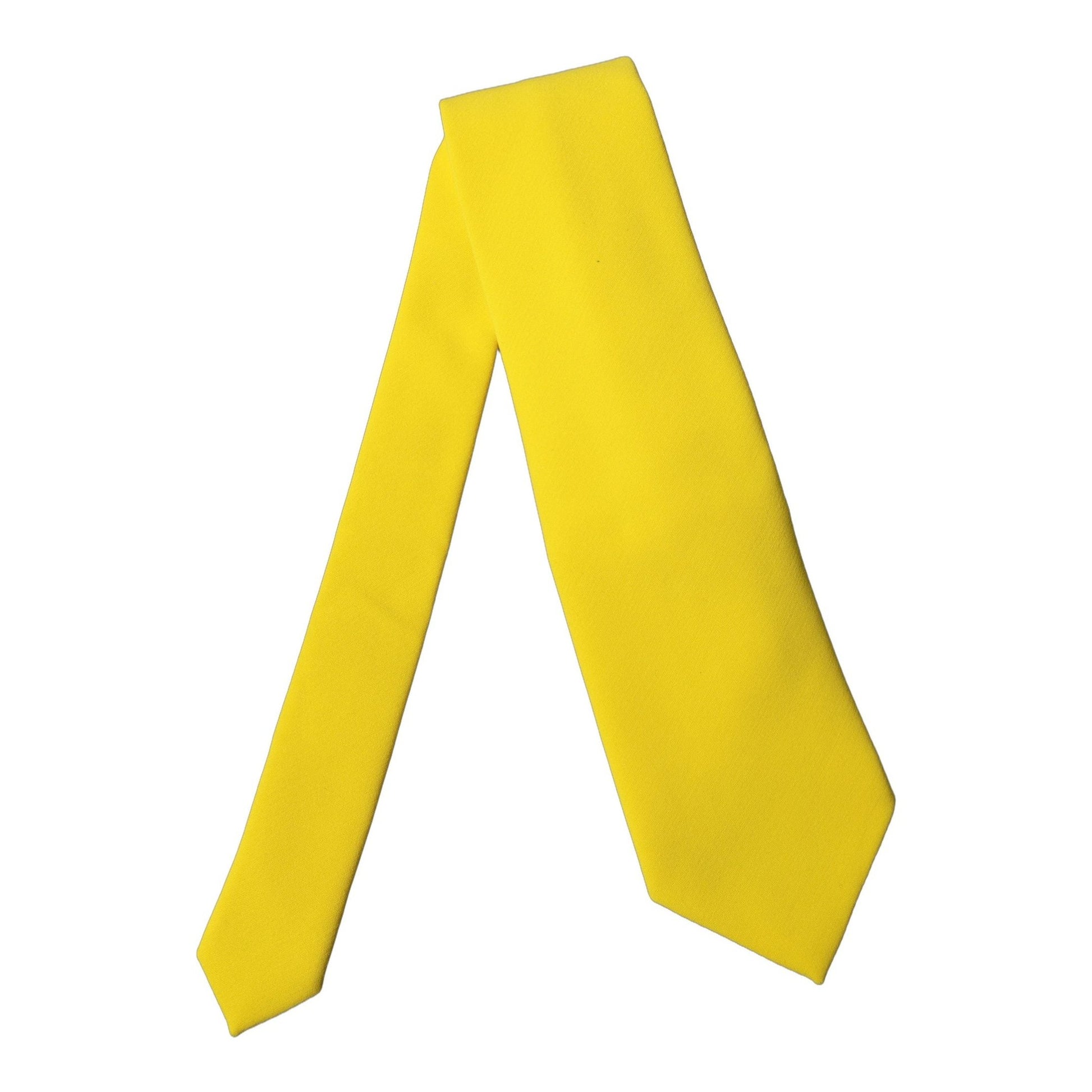 Dolce & Gabbana Yellow Solid Polyester Adjustable Women Tied Necktie Tie