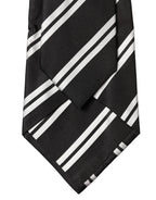 Dolce & Gabbana Dark Gray White Stripes Silk Adjustable Women Necktie Tie