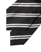 Dolce & Gabbana Dark Gray White Stripes Silk Adjustable Women Necktie Tie