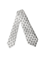 Dolce & Gabbana White Gray Polka Dot Silk Adjustable Women Necktie Tie