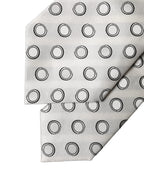 Dolce & Gabbana White Gray Polka Dot Silk Adjustable Women Necktie Tie