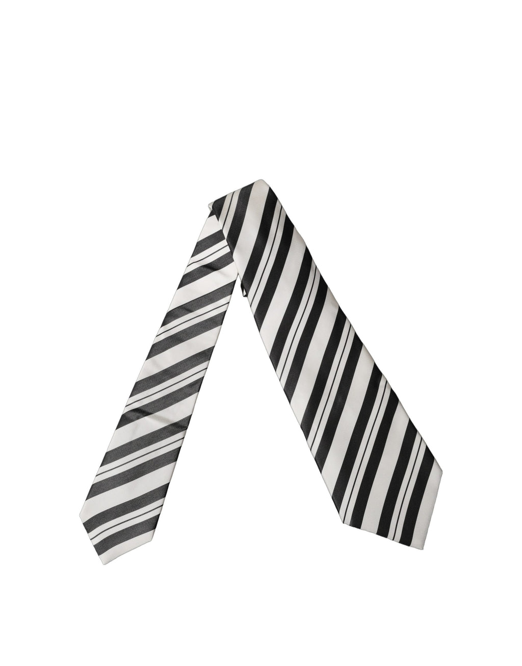 Dolce & Gabbana Black White Stripes Silk Adjustable Women Necktie Tie - Eljoys Fashion 