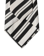 Dolce & Gabbana Black White Stripes Silk Adjustable Women Necktie Tie - Eljoys Fashion 