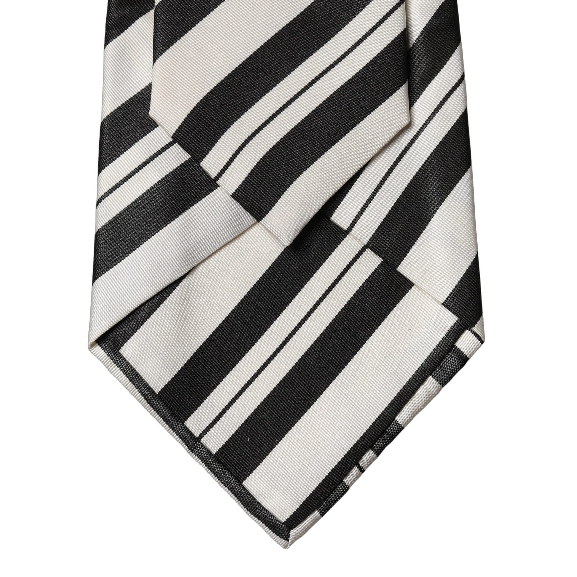 Dolce & Gabbana Black White Stripes Silk Adjustable Women Necktie Tie