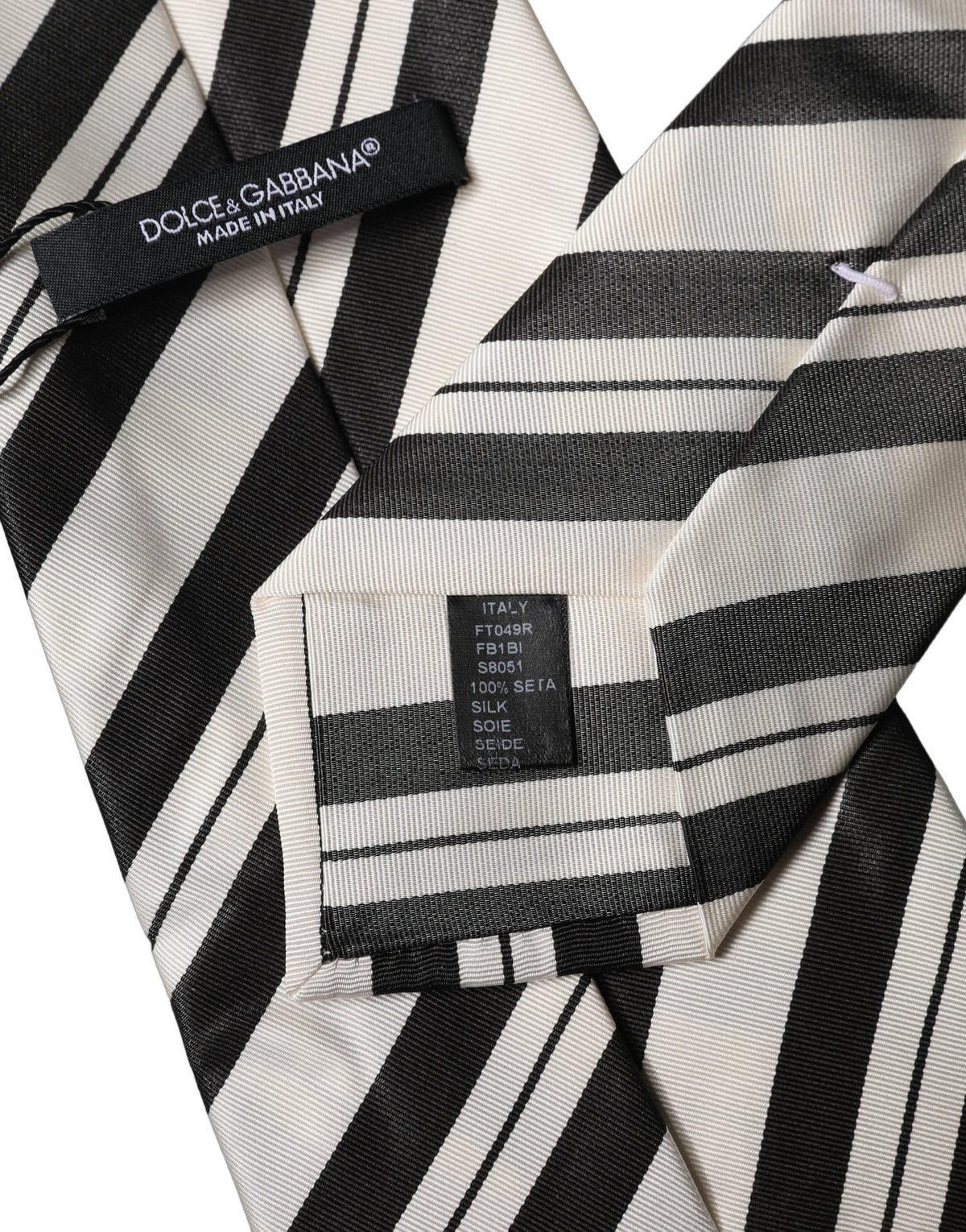 Dolce & Gabbana Black White Stripes Silk Adjustable Women Necktie Tie - Eljoys Fashion 