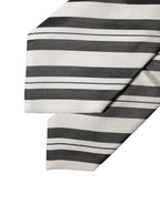 Dolce & Gabbana Black White Stripes Silk Adjustable Women Necktie Tie - Eljoys Fashion 