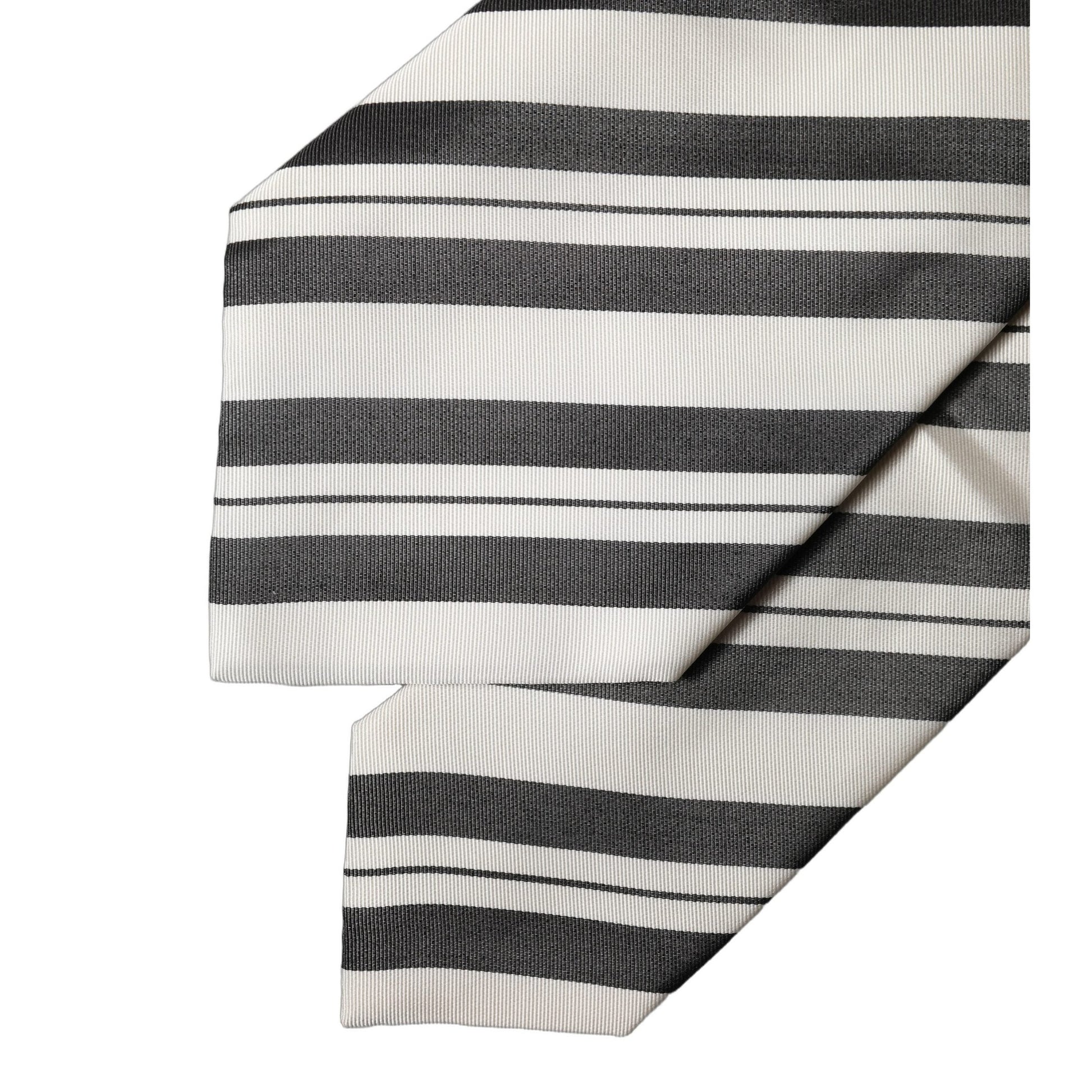 Dolce & Gabbana Black White Stripes Silk Adjustable Women Necktie Tie
