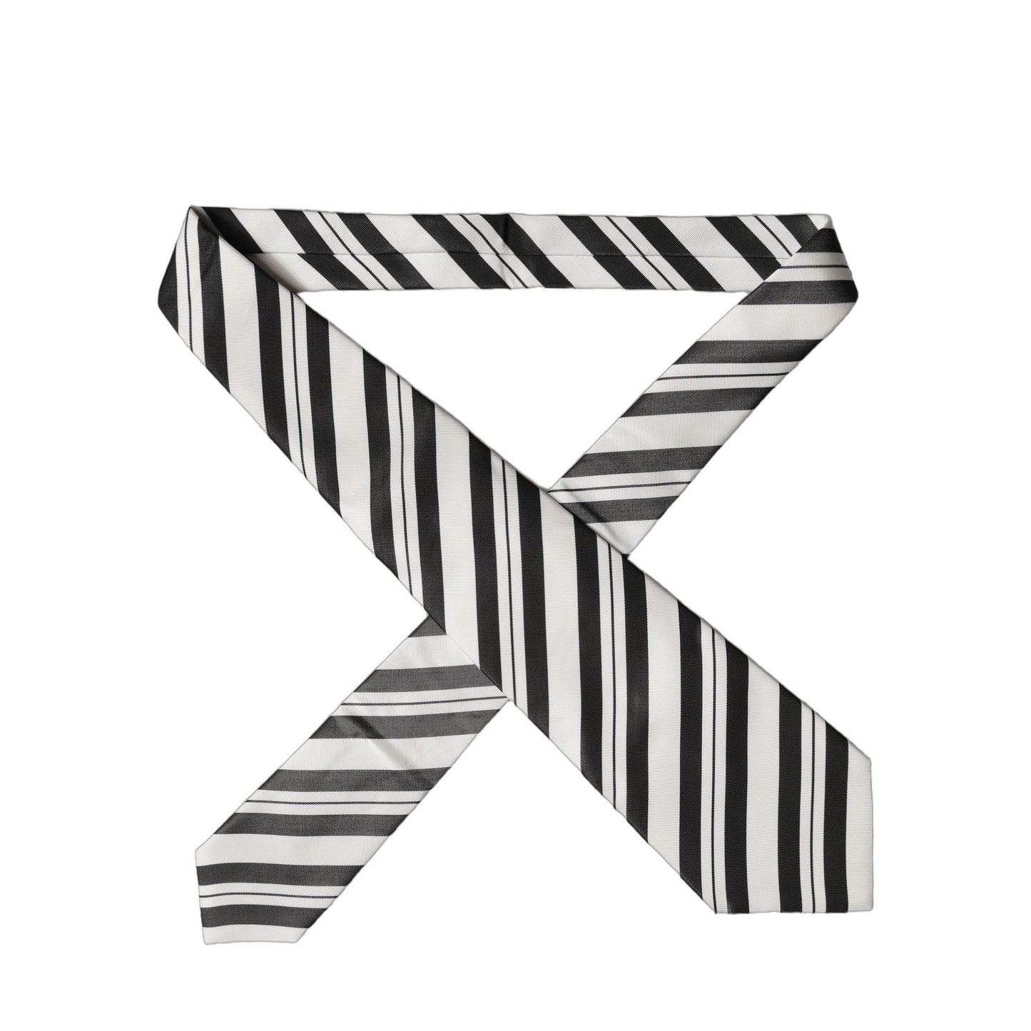 Dolce & Gabbana Black White Stripes Silk Adjustable Women Necktie Tie