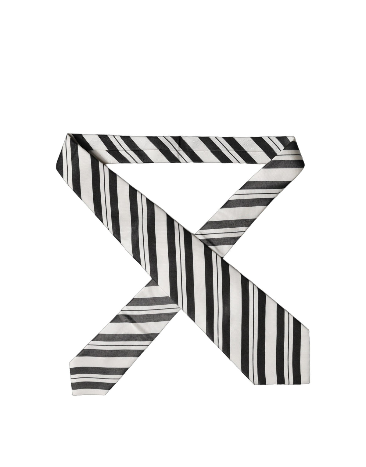 Dolce & Gabbana Black White Stripes Silk Adjustable Women Necktie Tie - Eljoys Fashion 