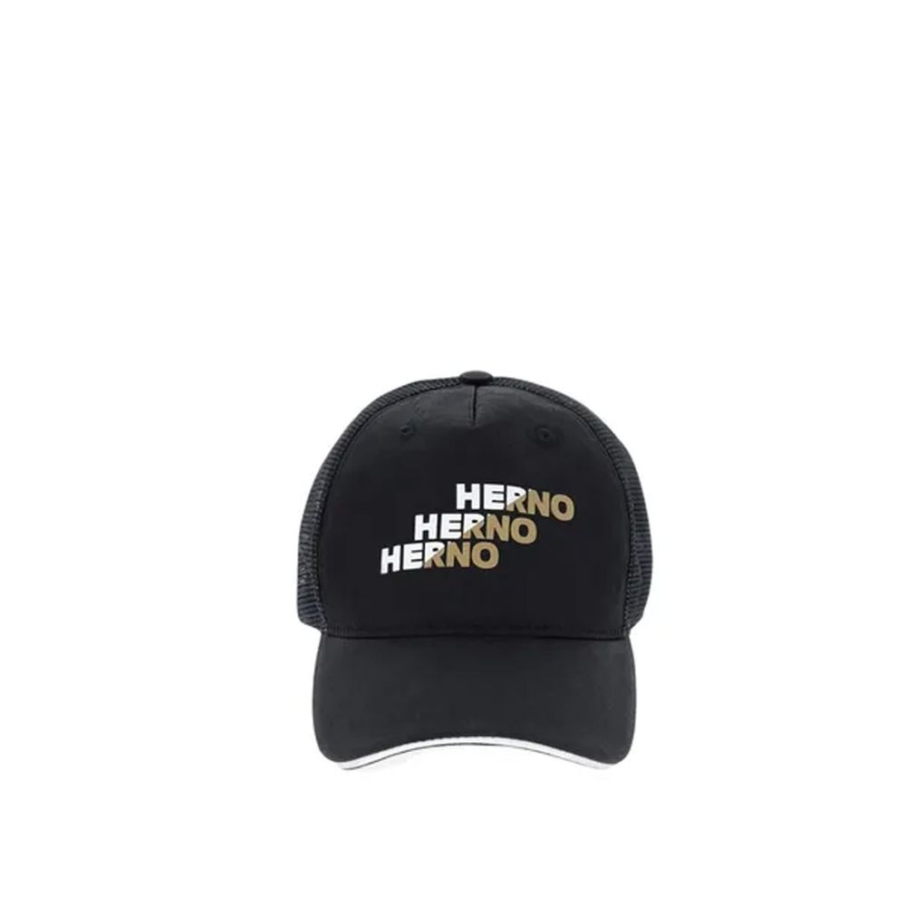 Herno Black Cotton Cap Baseball Hat