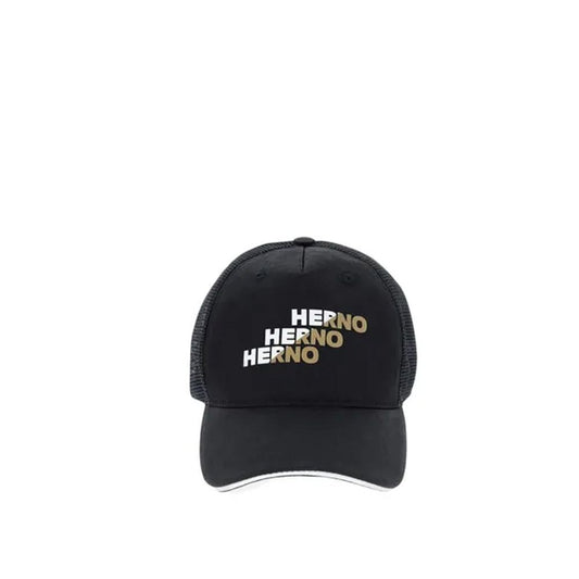 Herno Black Cotton Cap Baseball Hat