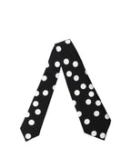 Dolce & Gabbana Black White Polka Dot Silk Adjustable Women Necktie Tie - Eljoys Fashion 