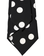 Dolce & Gabbana Black White Polka Dot Silk Adjustable Women Necktie Tie - Eljoys Fashion 