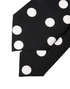Dolce & Gabbana Black White Polka Dot Silk Adjustable Women Necktie Tie - Eljoys Fashion 