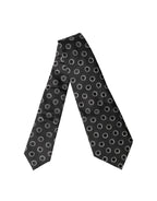 Dolce & Gabbana Dark Gray White Polka Dot Silk Adjustable Women Necktie Tie