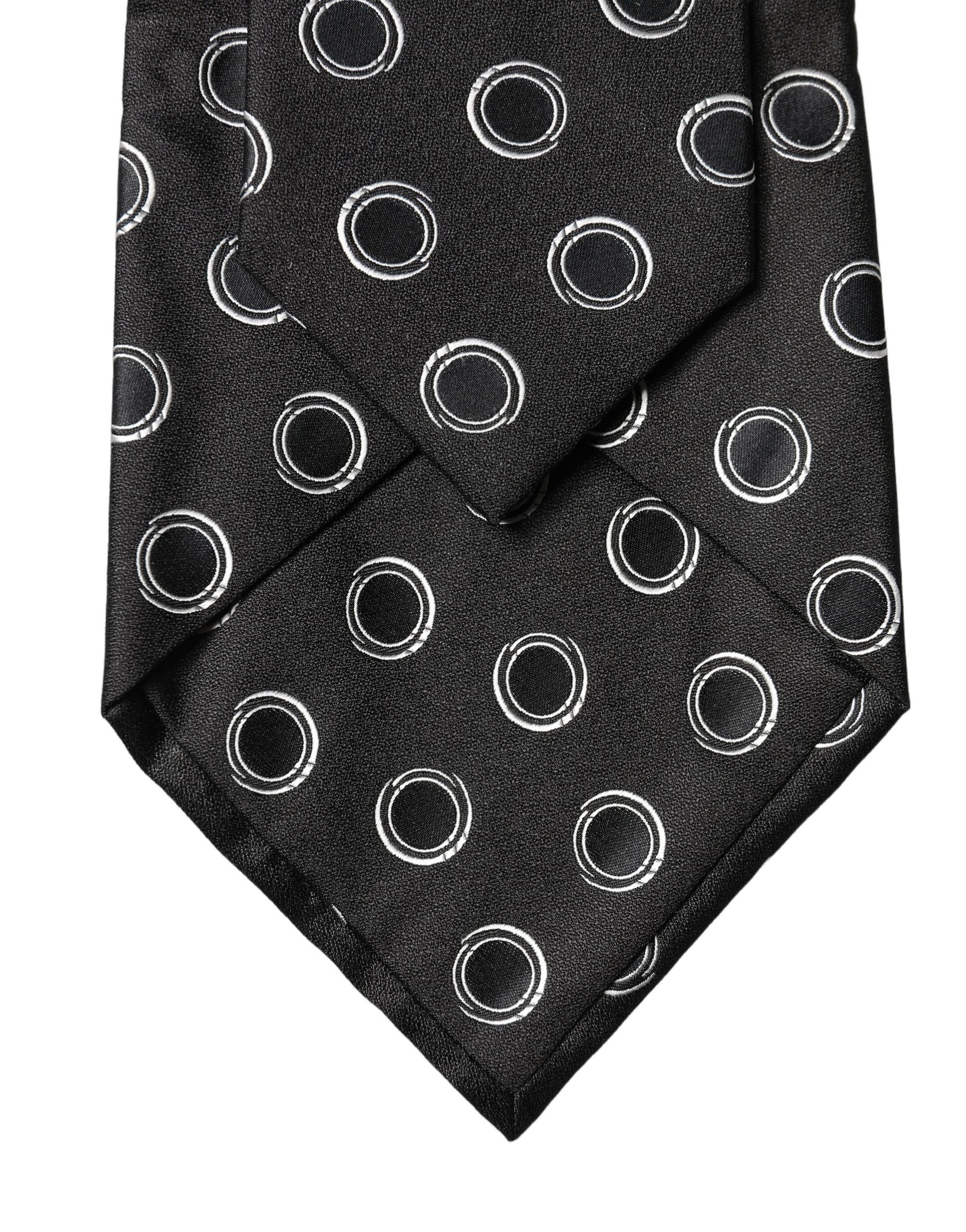 Dolce & Gabbana Black White Polka Dot Silk Adjustable Women Necktie Tie