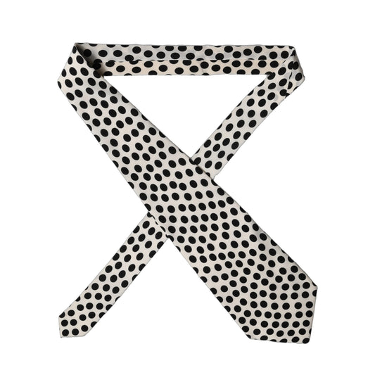 Dolce & Gabbana White Black Polka Dot Silk Adjustable Women Necktie Tie