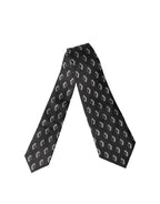 Dolce & Gabbana Dark Gray Patterned Silk Adjustable Women Tied Necktie Tie