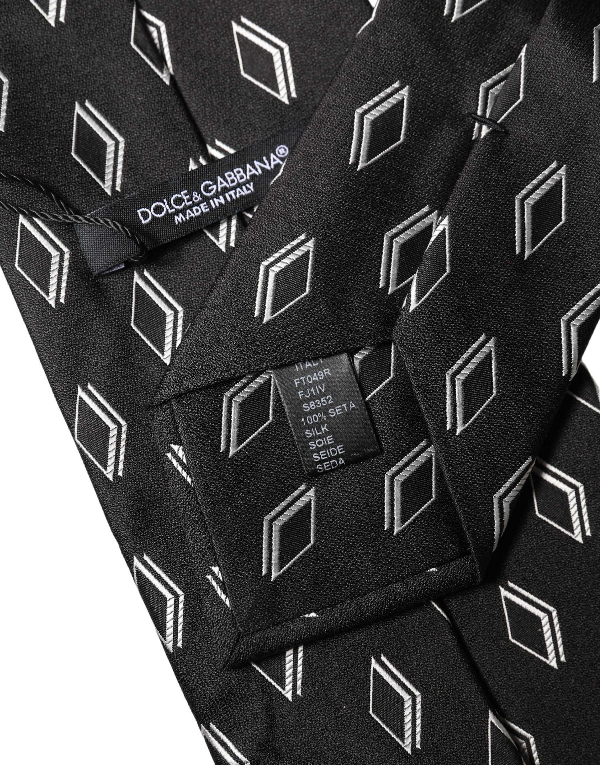 Dolce & Gabbana Black Patterned Silk Adjustable Women Tied Necktie Tie