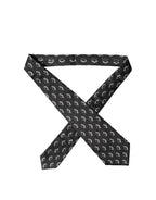 Dolce & Gabbana Dark Gray Patterned Silk Adjustable Women Tied Necktie Tie