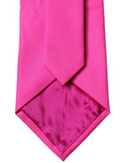 Dolce & Gabbana Neon Pink Solid Satin Silk Adjustable Women Necktie Tie