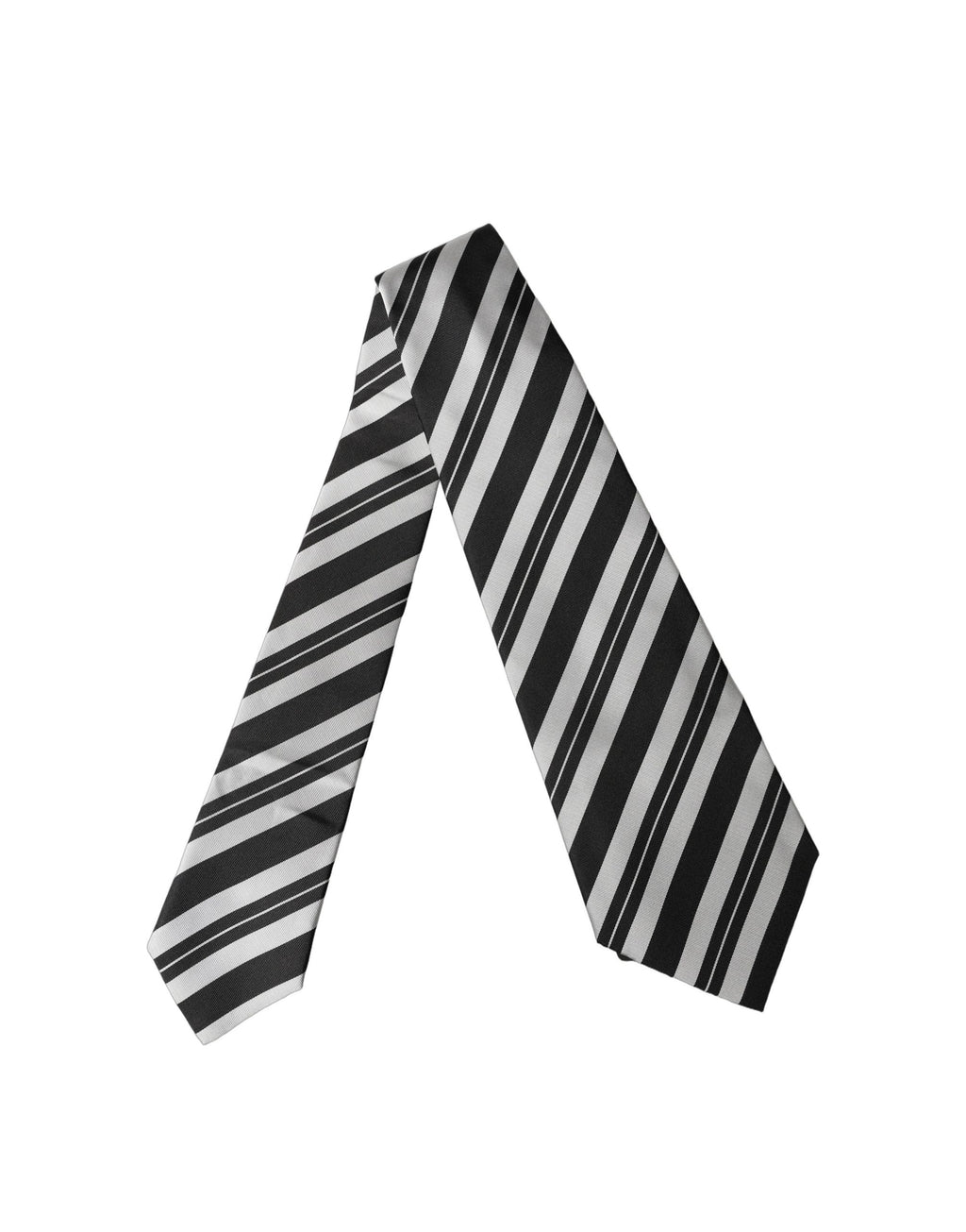 Dolce & Gabbana Black White Stripes Silk Adjustable Women Necktie Tie - Eljoys Fashion 