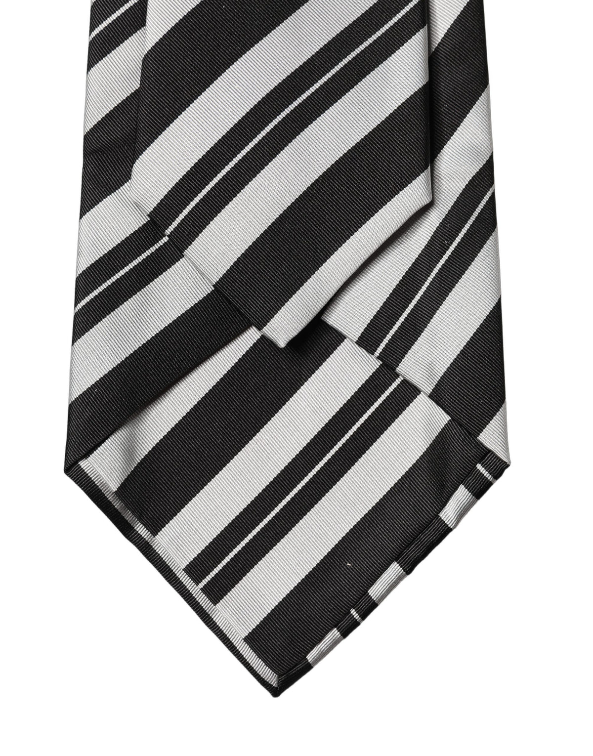 Dolce & Gabbana Black White Stripes Silk Adjustable Women Necktie Tie - Eljoys Fashion 