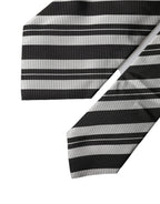 Dolce & Gabbana Black White Stripes Silk Adjustable Women Necktie Tie - Eljoys Fashion 