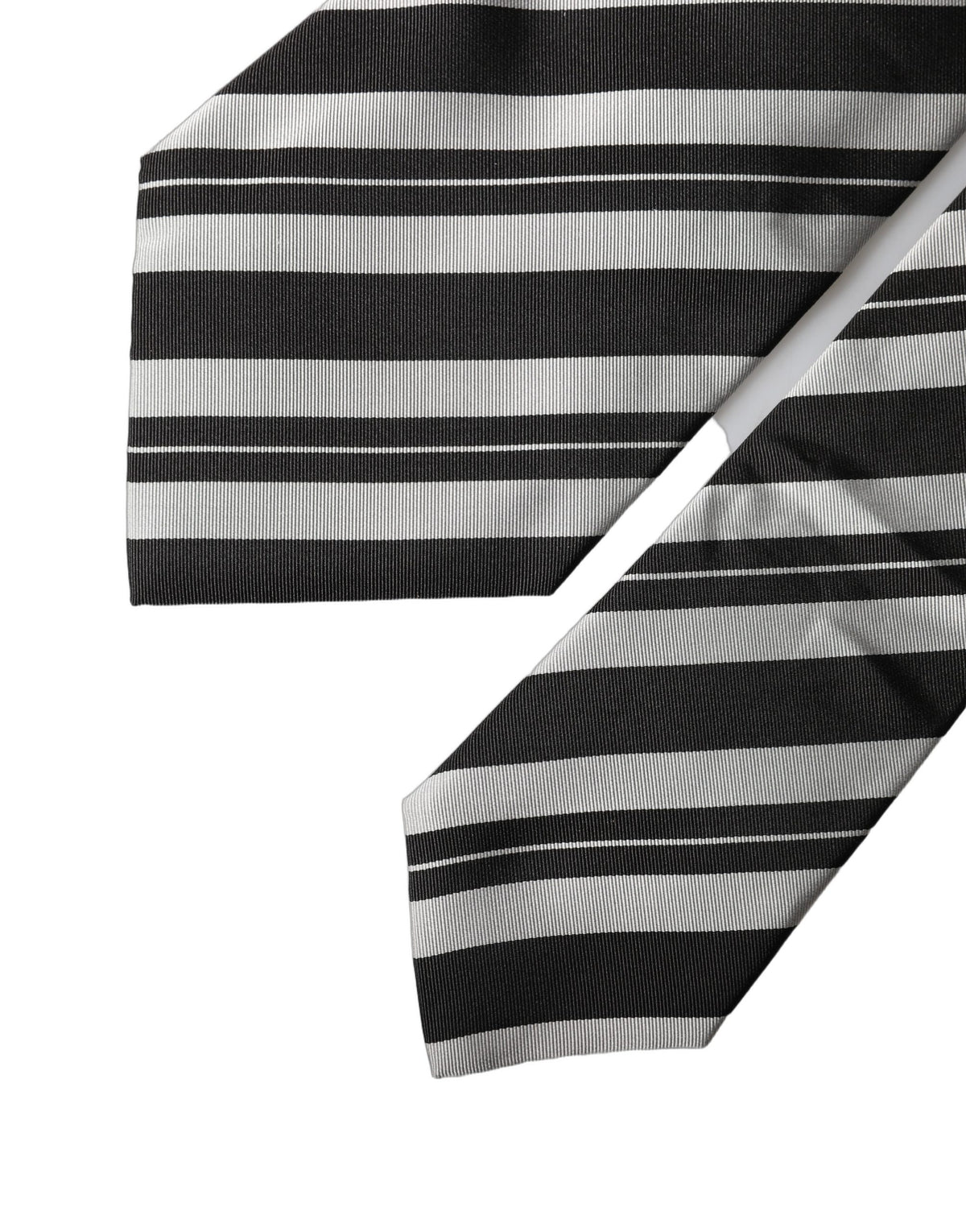 Dolce & Gabbana Black White Stripes Silk Adjustable Women Necktie Tie - Eljoys Fashion 