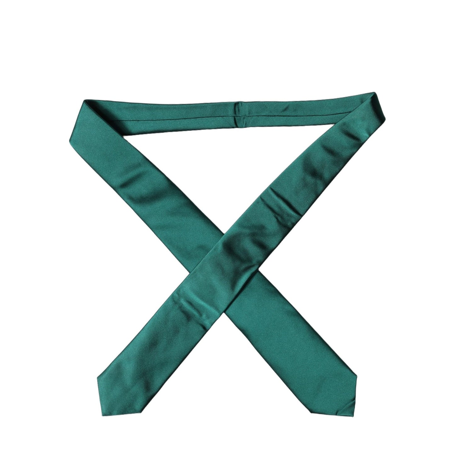 Dolce & Gabbana Dark Green Satin Silk Adjustable Women Tied Necktie Tie