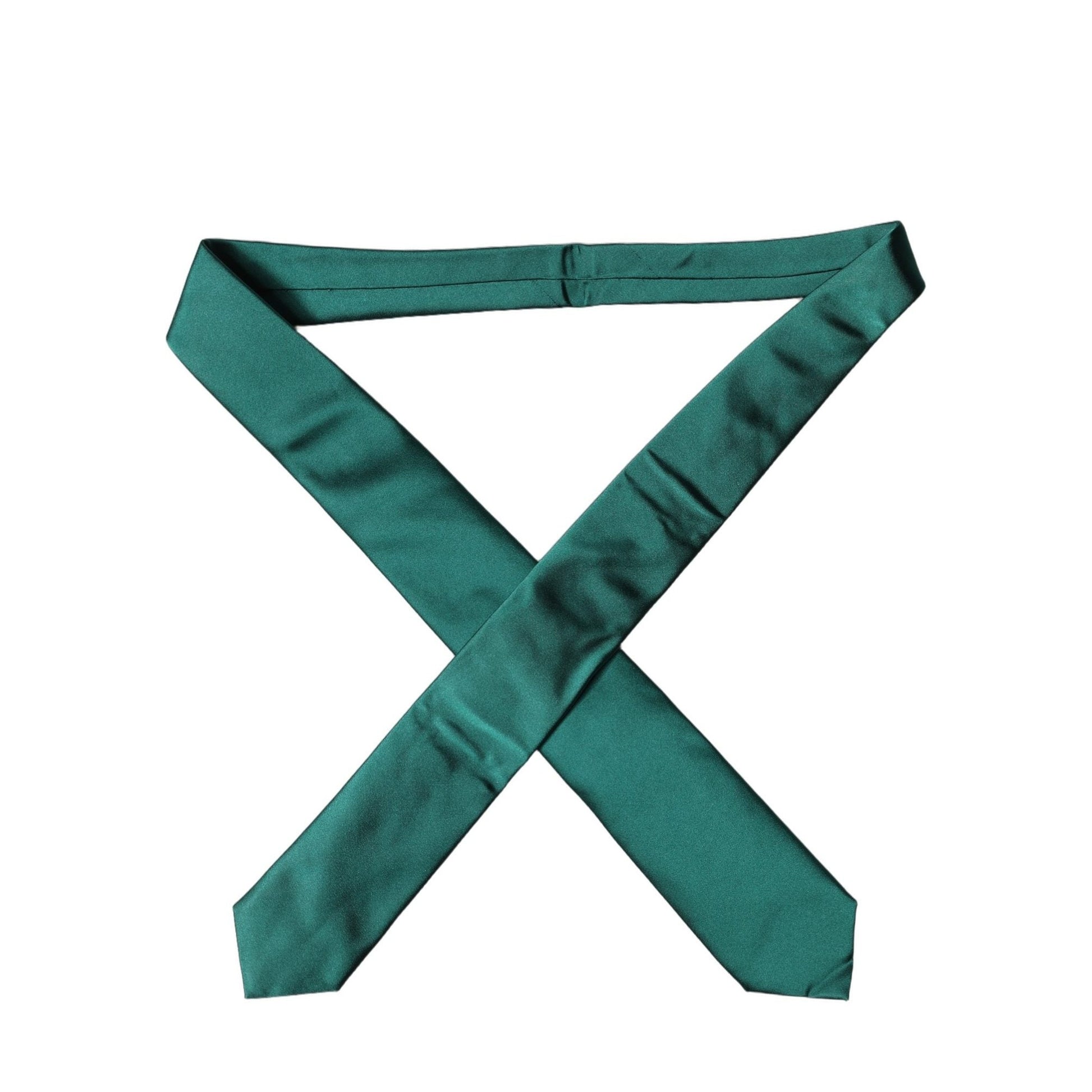 Dolce & Gabbana Dark Green Satin Silk Adjustable Women Tied Necktie Tie
