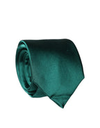 Dolce & Gabbana Dark Green Satin Silk Adjustable Women Tied Necktie Tie
