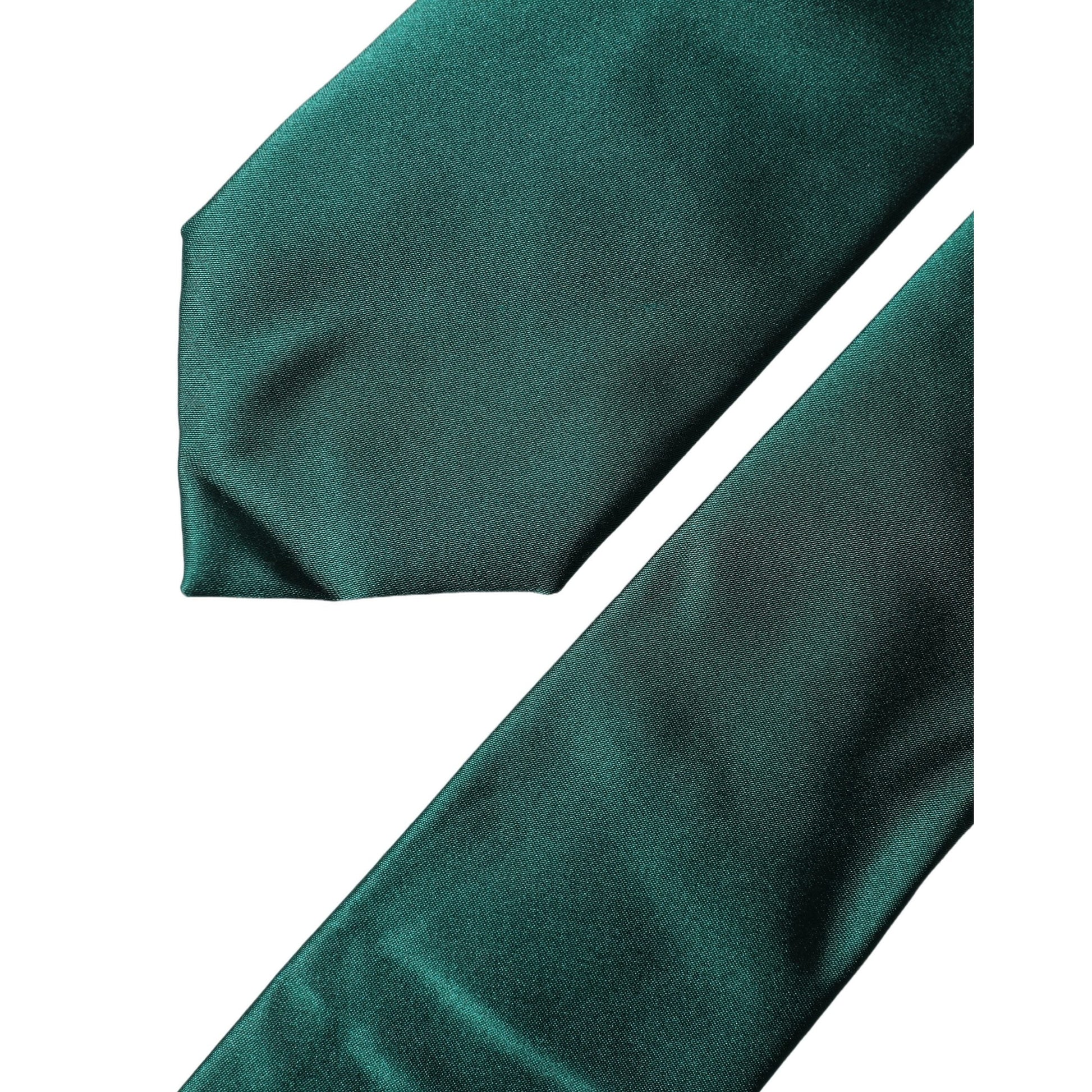 Dolce & Gabbana Dark Green Satin Silk Adjustable Women Tied Necktie Tie