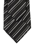 Dolce & Gabbana Dark Gray White Stripes Silk Adjustable Women Necktie Tie
