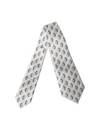 Dolce & Gabbana White Patterned Silk Adjustable Women Tied Necktie Tie