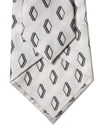 Dolce & Gabbana White Patterned Silk Adjustable Women Tied Necktie Tie