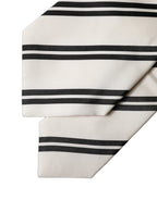 Dolce & Gabbana White Black Stripes Silk Adjustable Women Necktie Tie