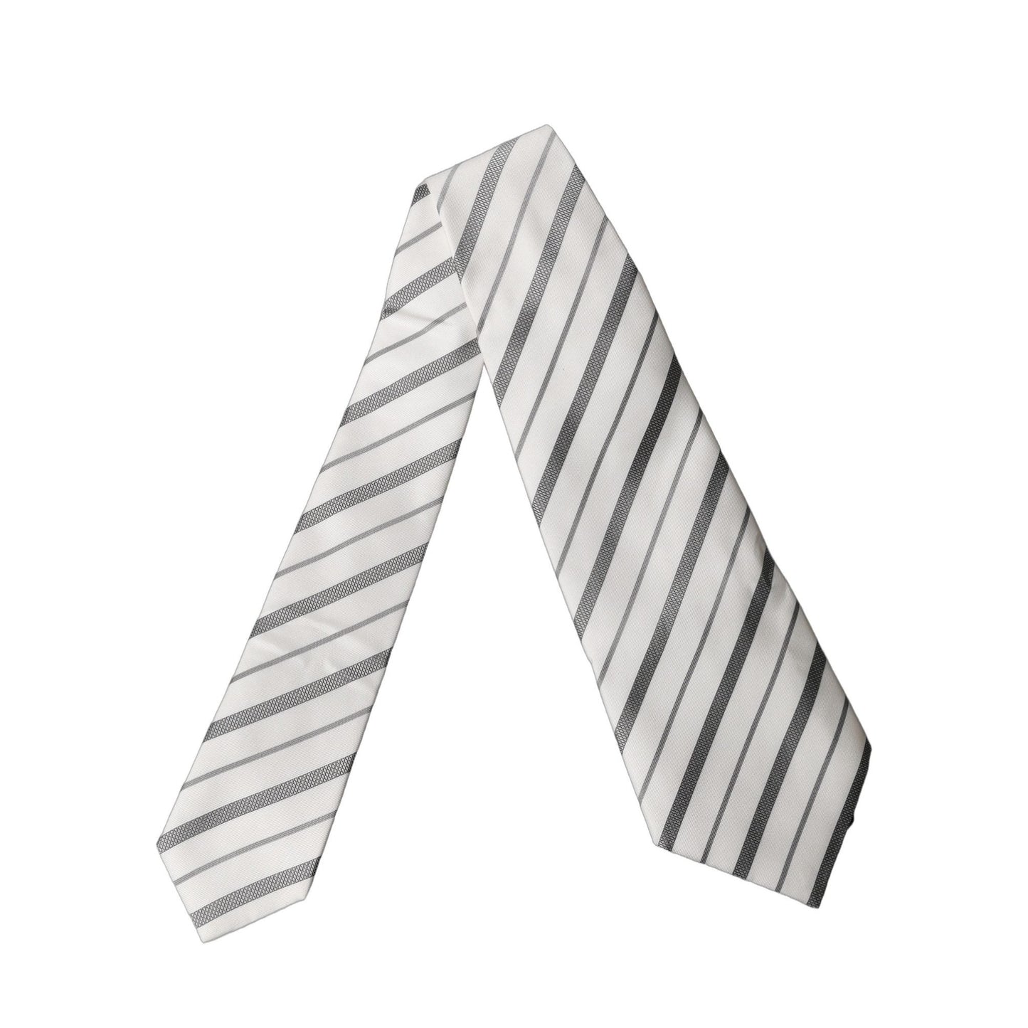 Dolce & Gabbana Black White Stripes Silk Adjustable Women Necktie Tie