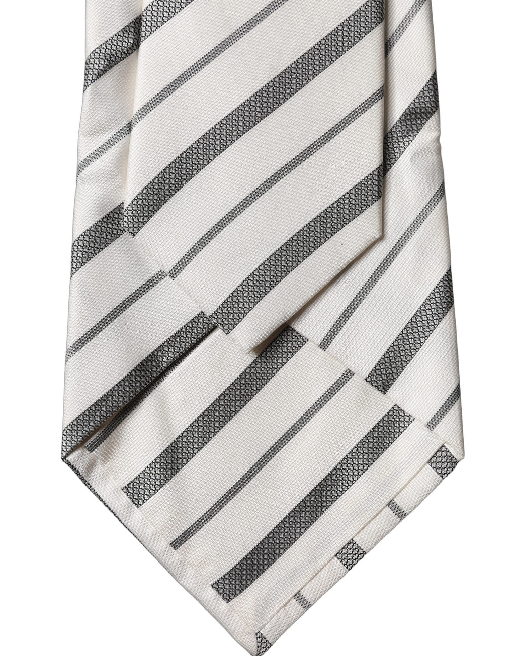 Dolce & Gabbana Gray White Stripes Silk Adjustable Women Necktie Tie - Eljoys Fashion 