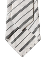 Dolce & Gabbana Gray White Stripes Silk Adjustable Women Necktie Tie - Eljoys Fashion 