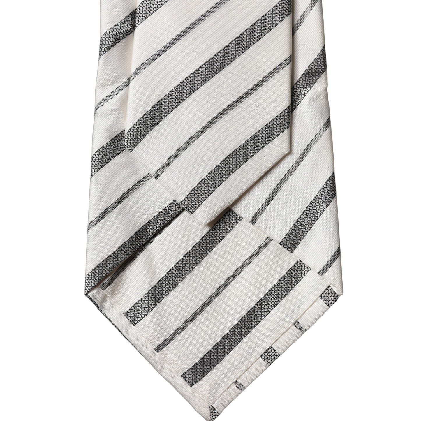 Dolce & Gabbana Black White Stripes Silk Adjustable Women Necktie Tie