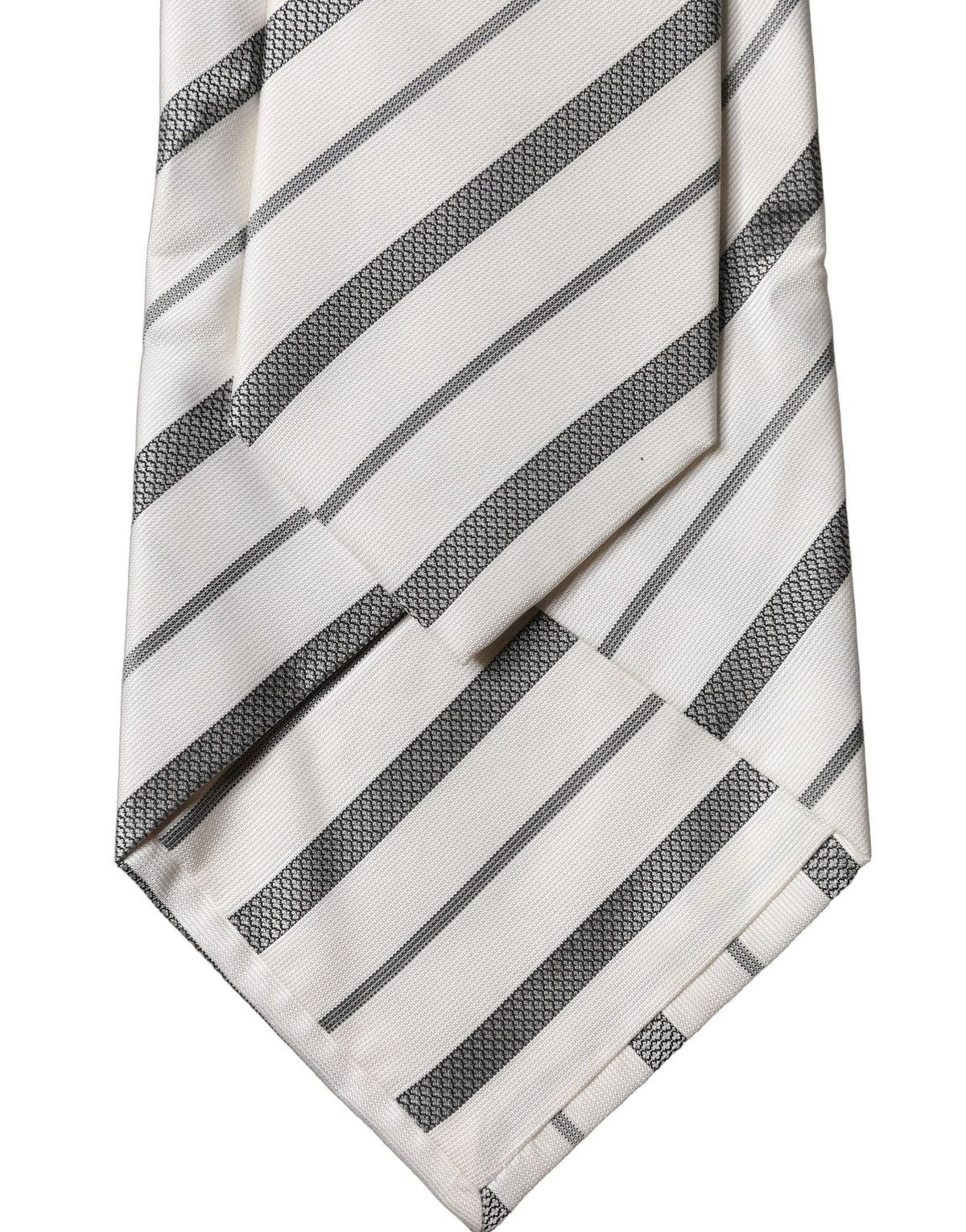 Dolce & Gabbana Gray White Stripes Silk Adjustable Women Necktie Tie - Eljoys Fashion 
