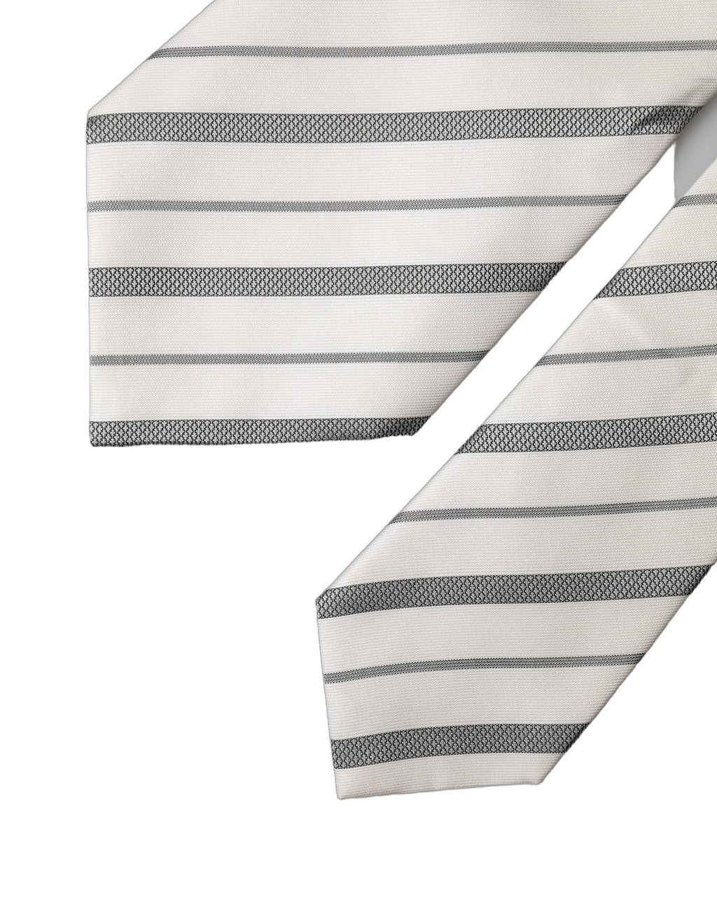 Dolce & Gabbana Gray White Stripes Silk Adjustable Women Necktie Tie - Eljoys Fashion 